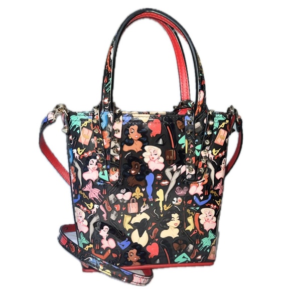Christian Louboutin: Limited Edition Black Patent Leather Multicolor Cabata Tote - Picture 4 of 6